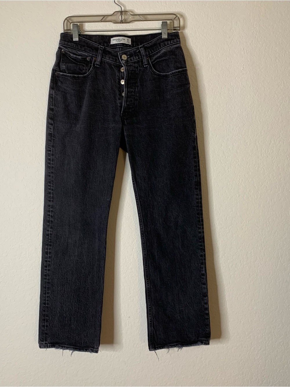 Abercrombie & Fitch Womens black the 90s baggy low rise button fly jeans 26/2 S